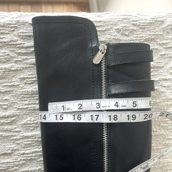 Adrienne Vittadini Black Leather Boots with Buckle Accents - Picture 14 of 15